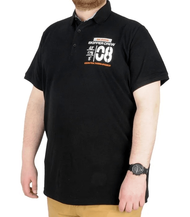 Büyük Beden T-Shirt Polo Skipper Crew 22341 Siyah