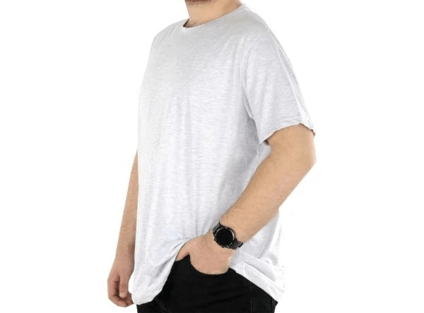 Büyük Beden Erkek T-Shirt Basic 20031 Gri Melanj