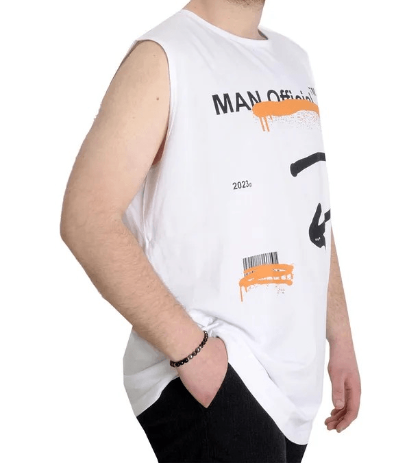 Büyük Beden Erkek Atlet MAN 23009 Beyaz