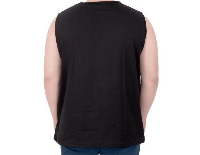 Battal Beden Erkek Kolsuz Tshirt  Nakışlı 25101 Siyah