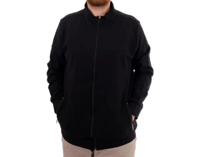 Buyuk Beden Erkek Hırka Fermuarlı Stell Dik Yaka 20571 Siyah