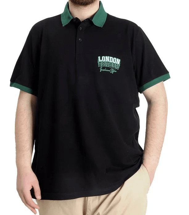 Büyük Beden Erkek Polo T-shirt LONDON 23350 Siyah
