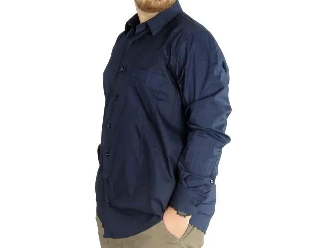 Büyük Beden Erkek Klasik Cepli Gömlek Likralı 20350 Lacivert