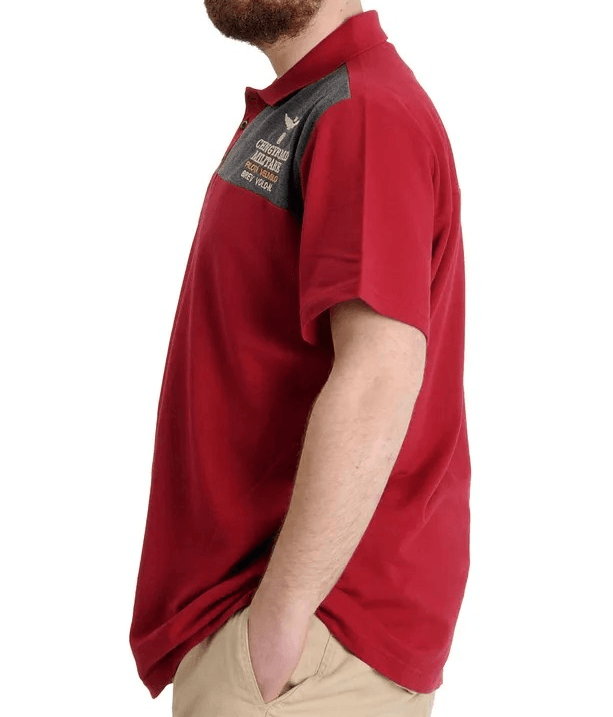 Büyük Beden Erkek T-shirt Polo MILITARE 23327 Bordo