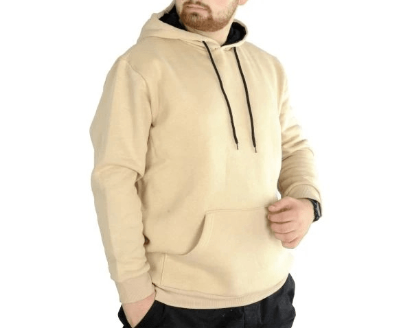 Erkek Sweatshirt Kapşonlu Pocket Basic 20562 Bej