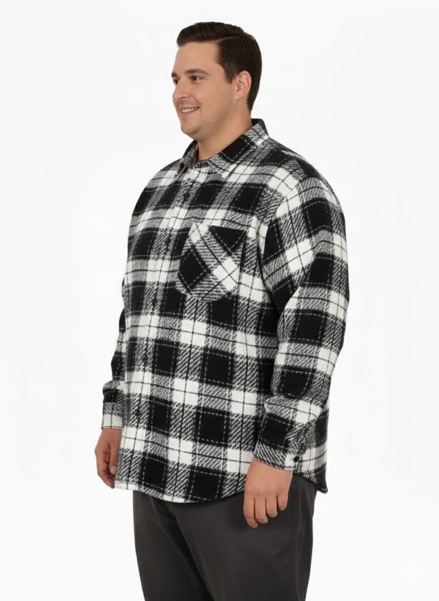 Büyük Beden Gömlek Tek Cep Oduncu 25394 Siyah