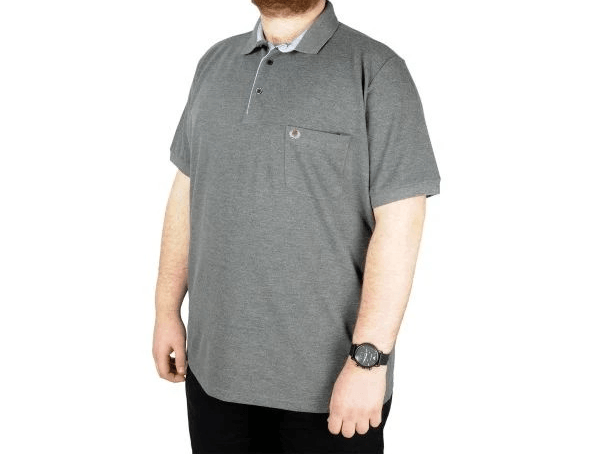 Battal Beden Erkek Tshirt Polo Yaka Cepli Klasik Pike 20552 Antramelanj