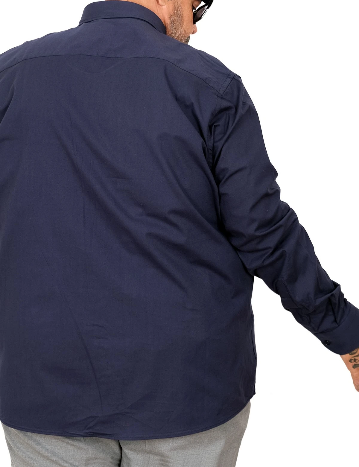 Büyük Beden Erkek Klasik Gömlek Likralı 20351 Lacivert