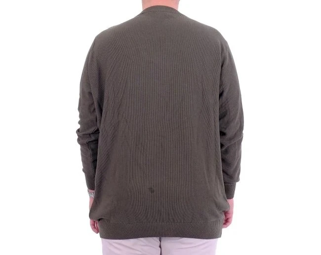 Büyük Beden Erkek Bisiklet Yaka Triko Kazak 24208 Haki