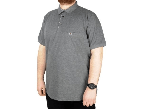 Battal Beden Erkek Tshirt Polo Yaka Cepli Klasik Pike 20552 Antramelanj