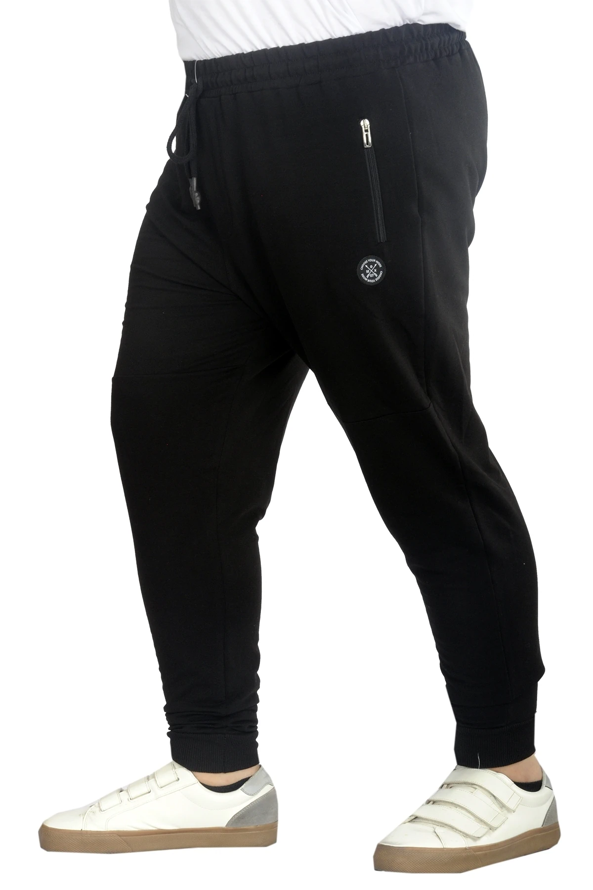 Büyük Beden Eşofman Altı Darpaça Zippered 22501 Siyah