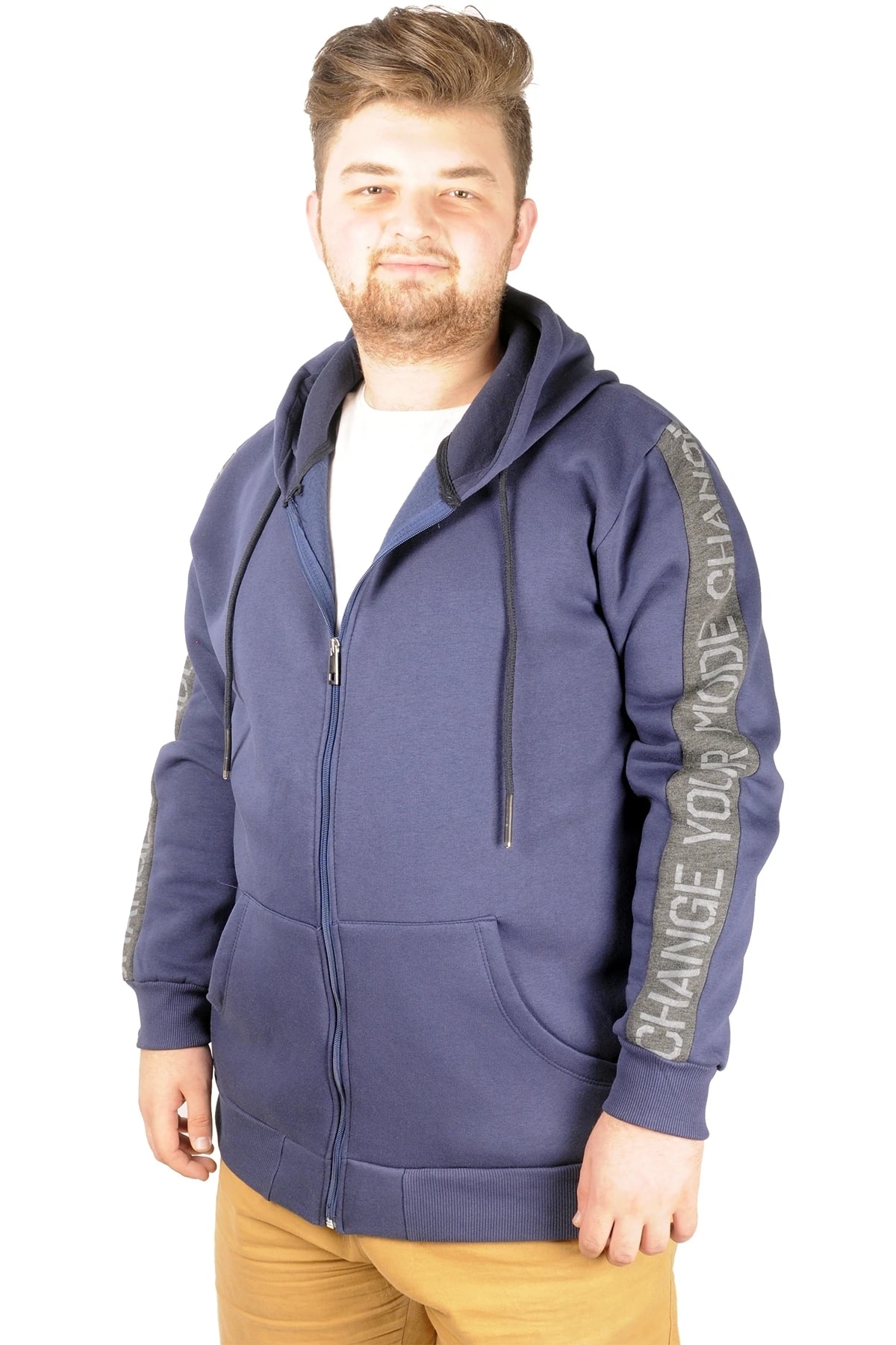 Erkek Sweat Kapşonlu Pieced Arm 21515 