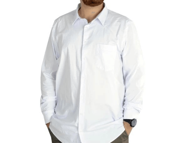 Büyük Beden Erkek Klasik Cepli Gömlek Likralı 20350 Beyaz