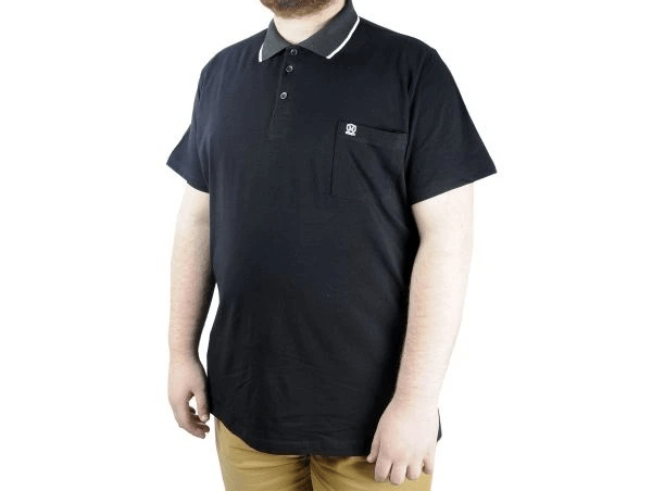 Büyük Beden T Shirt Polo Likralı Süprem Cepli 21558 Lacivert - siyah