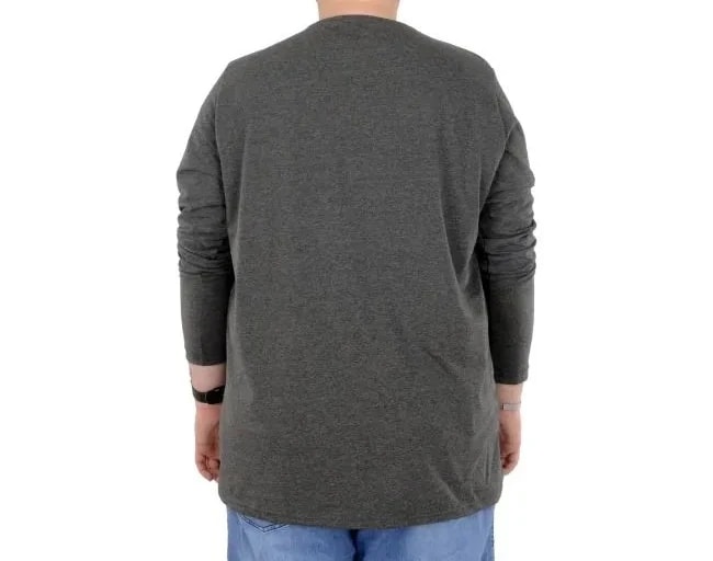 Büyük Beden Erkek Tshirt Likralı Bisiklet Yaka 20102 Antramelanj