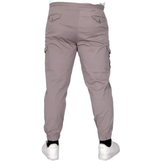 Büyük Beden Erkek Pantolon Keten Kargo Jogger 21911 Taş Rengi