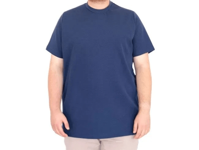 Büyük Beden Tshirt Bıs Yaka Dore 25034 indigo