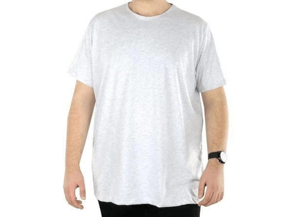 Büyük Beden Erkek T-Shirt Basic 20031 Gri Melanj