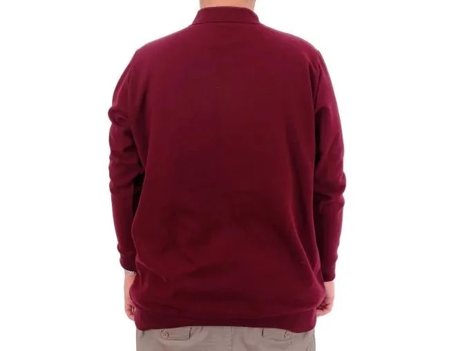 Büyük Beden Erkek Sweat Polo Yaka Selanik Nakışlı 20440 Mürdüm