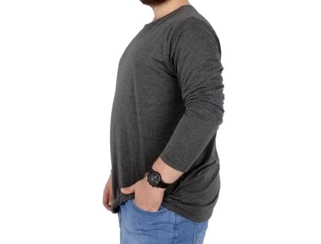 Büyük Beden Erkek Tshirt Likralı Bisiklet Yaka 20102 Antramelanj