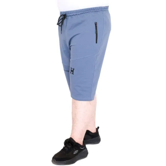 Büyük Beden Erkek Şort 2 İplik Parçalı U25504 Mavi