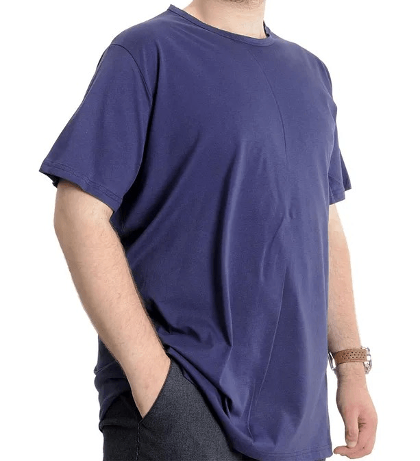 Büyük Beden Erkek T-shirt Pis Yaka Basic 23035 A.Lacivert