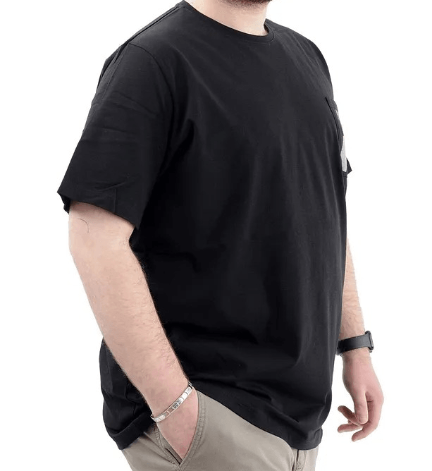 Erkek Büyük Beden T-Shirt Pamuklu Baskılı Bisiklet Yaka Tişört LIMITED U24052 Siyah
