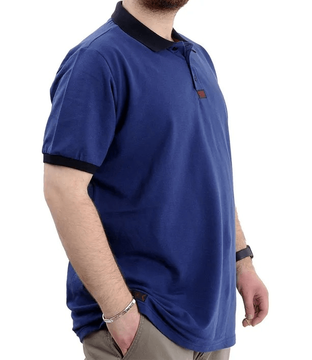 Büyük Beden Erkek T-Shirt Polo Yaka Klasik U24328 İndigo