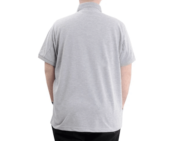 Battal Beden Erkek Tshirt Polo Yaka Cepli Klasik Pike 20552 Gri Melanj