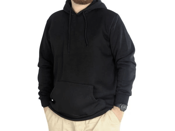 Erkek Sweatshirt Kapşonlu Kanguru Pocket Basic 20562 Siyah