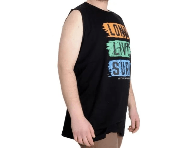 Büyük Beden Erkek Atlet LONG LIVE SURF 23010 Siyah