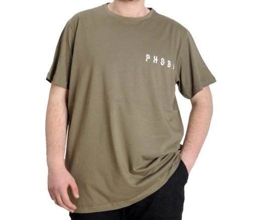 Büyük Beden Erkek T-shirt Phobıa 23143 Haki