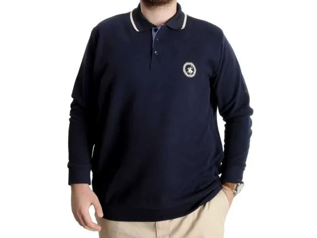 Büyük Beden Erkek Sweat Polo Selanik Horse 23440 Lacivert