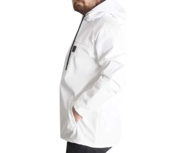 Büyük Beden Erkek Kapüşonlu Mont Waterproof Softshell 21235 Beyaz
