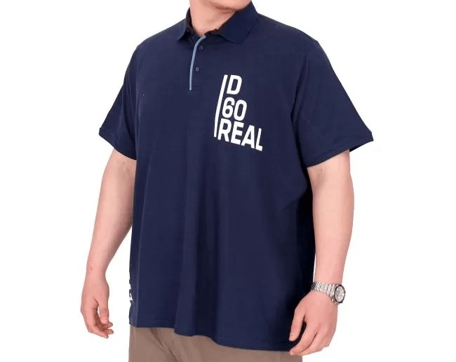 Büyük Beden Erkek T-Shirt Polo Yaka REAL 25309 İndigo