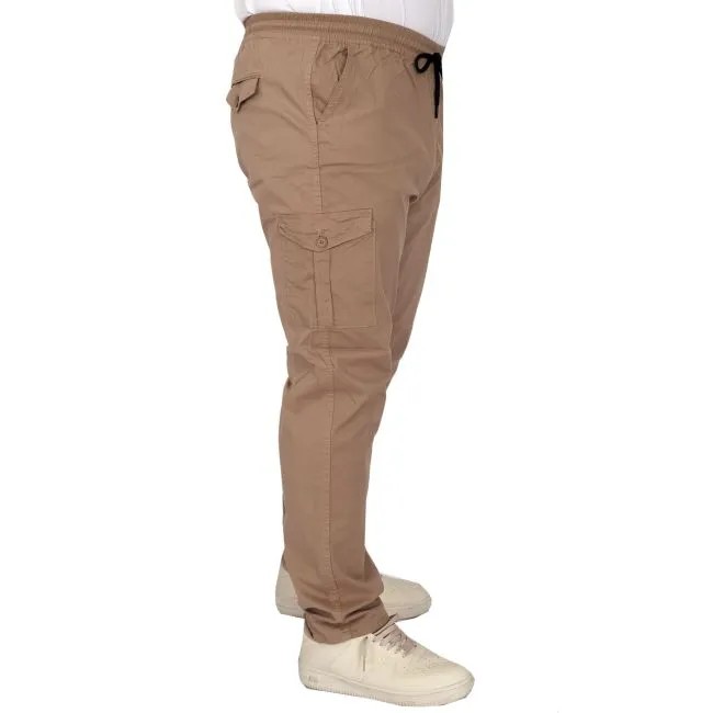 Büyük Beden Pantolon Keten Kargo Jogger Milano 21912 Cappuccino