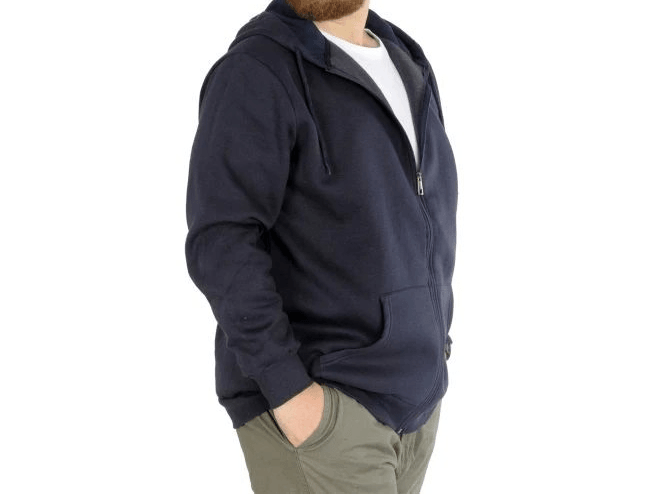 Erkek Sweatshirt Kapşonlu Zippered Basic 20543 Lacivert