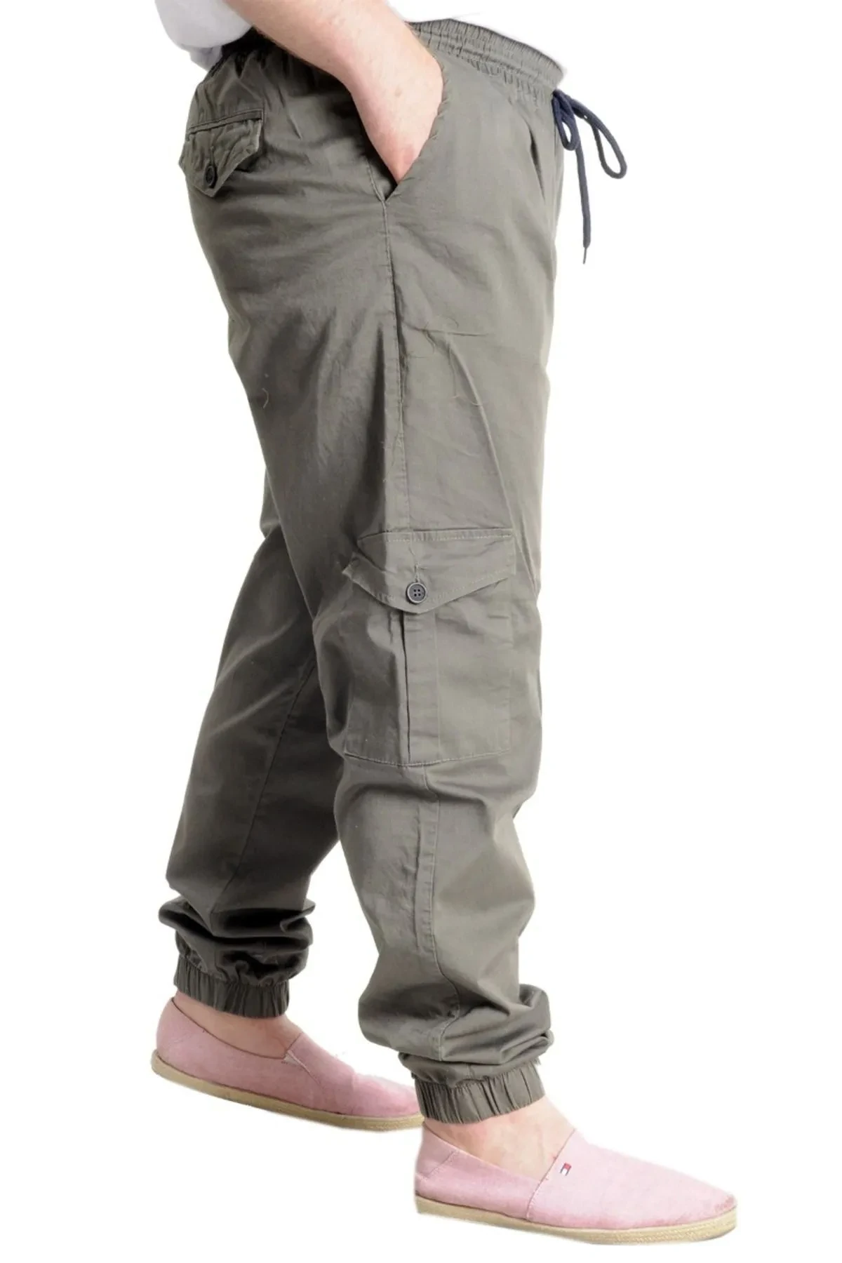 Büyük Beden Erkek Keten Kargo Jogger Valencia 21911 Haki