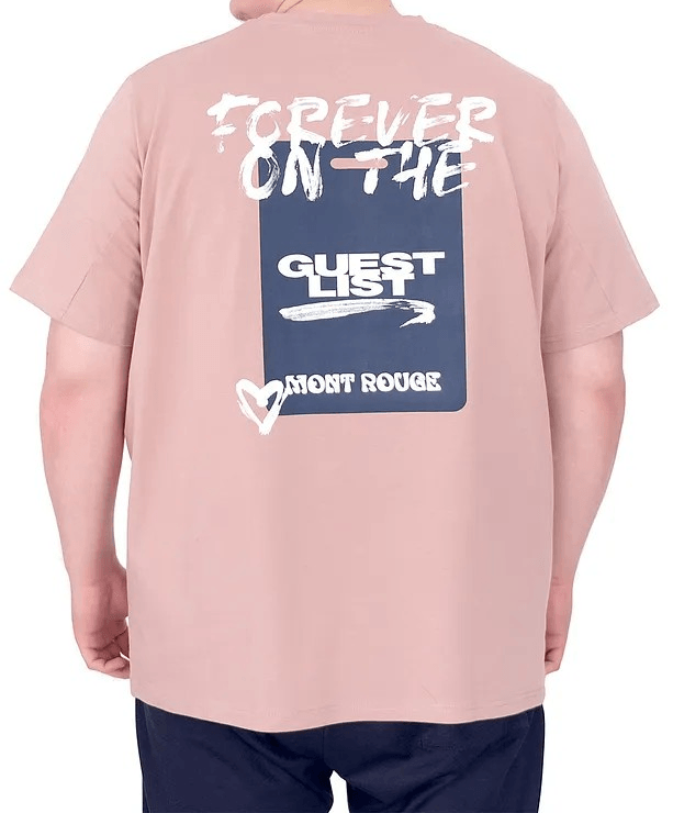 Büyük Beden Erkek T-Shirt Bisiklet Yaka FOREVER U25023 Gül Rengi
