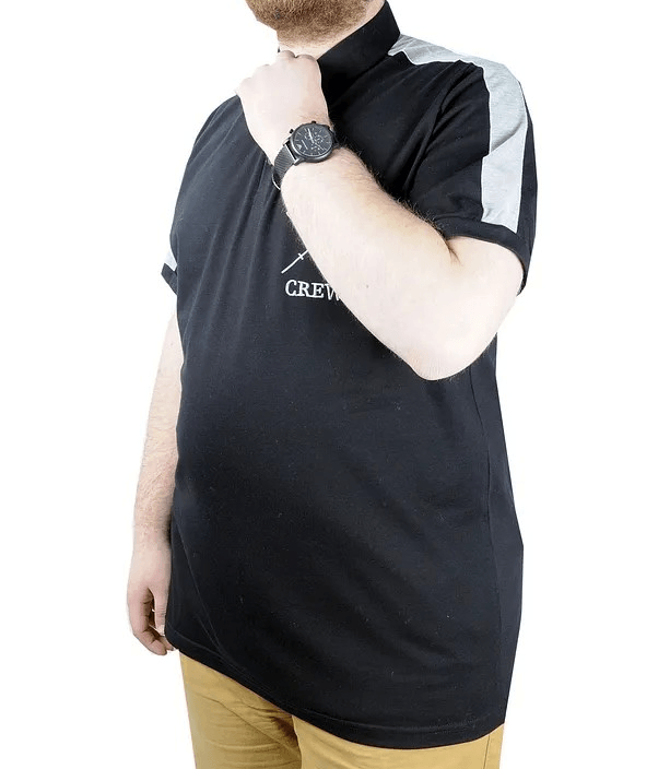 Büyük Beden Erkek T shirt Polo Yale Crew 22308 Siyah