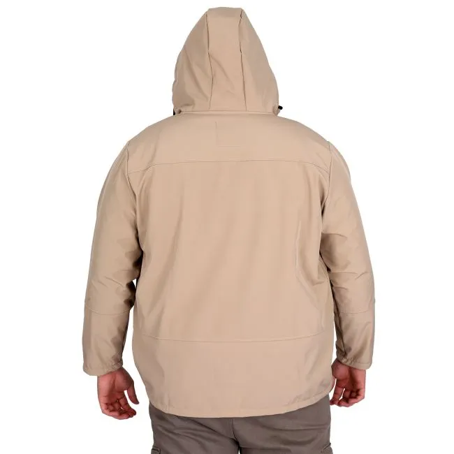 Büyük Beden Erkek Kapüşonlu Mont Waterproof Softshell 21235 Bej