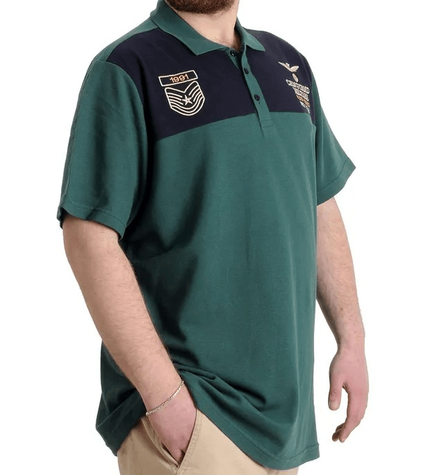Büyük Beden Erkek T-shirt Polo MILITARE 23327 Nefti