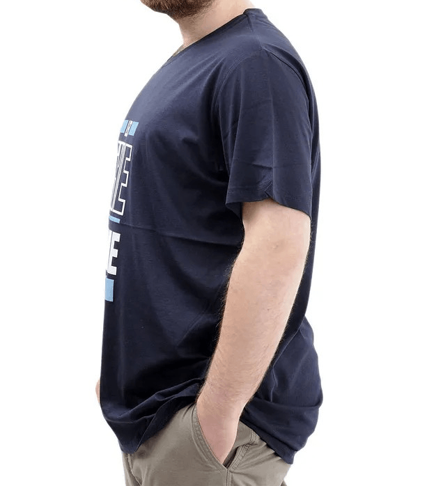 Büyük Beden Erkek Baskılı T-Shirt BEGIN U24056 Lacivert