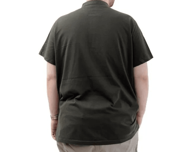 Büyük Beden Erkek Tişört Düğmeli Hakim Yaka T-Shirt 24339 Haki