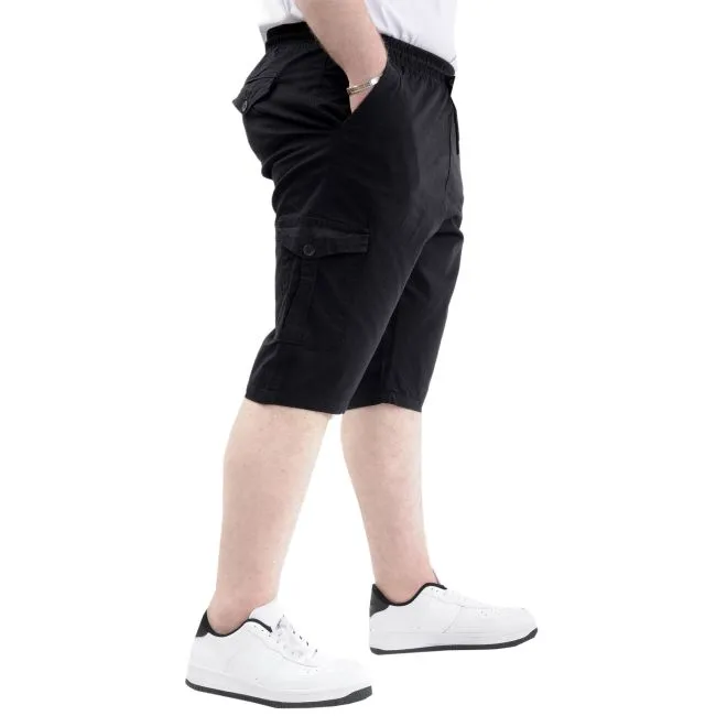 Büyük Beden Erkek Kapri Kargo Cepli Beli Bağlamalı VALENCIA 21404 Siyah