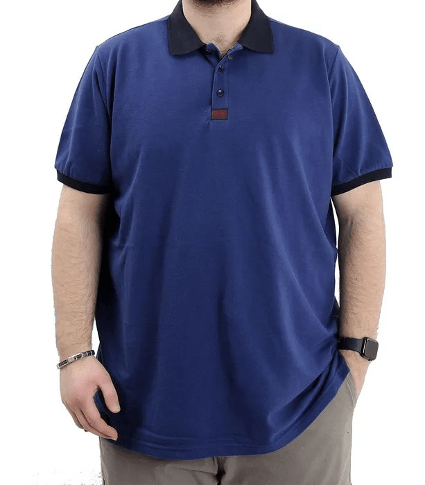Büyük Beden Erkek T-Shirt Polo Yaka Klasik U24328 İndigo