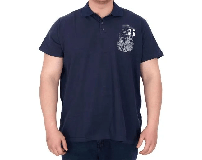 Büyük Beden Erkek T-Shirt Polo Sail Boat U25302 Indigo