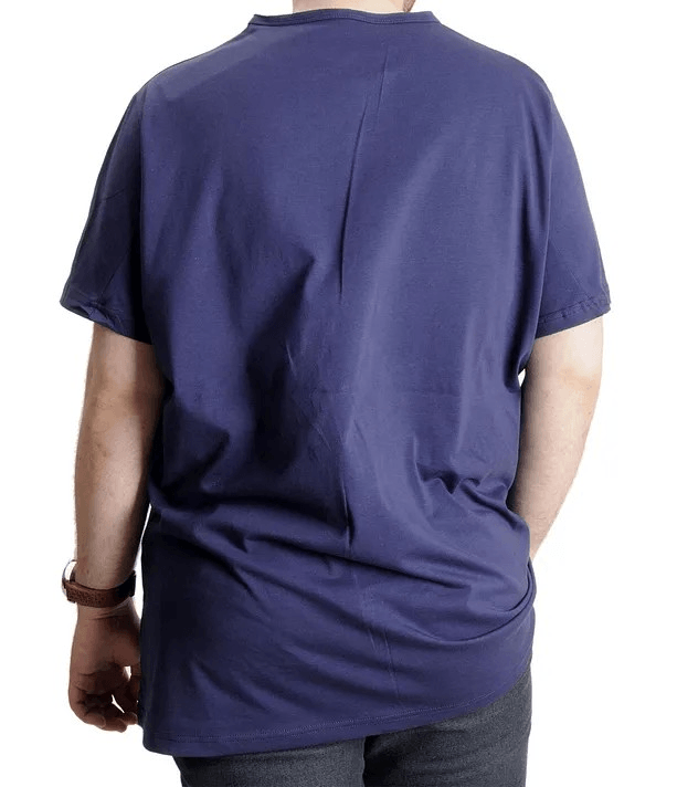 Büyük Beden Erkek T-shirt Pis Yaka Basic 23035 A.Lacivert