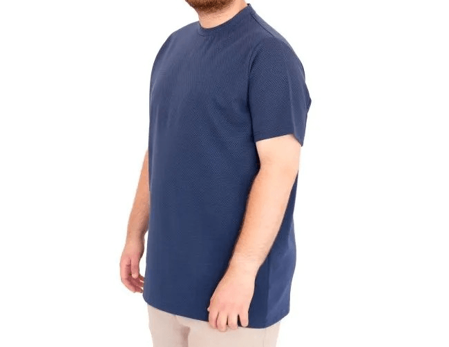 Büyük Beden Tshirt Bıs Yaka Dore 25034 indigo