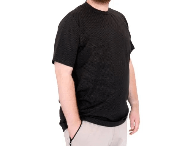 Büyük Beden Tshirt Bıs Yaka Dore 25034 Siyah
